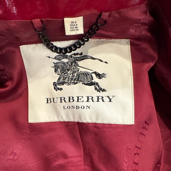 Authentic Burberry Glossy Red Trench Coat - Picture 12 of 16